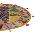 thumbnail image 4 of DK Homewares Round Ethnic Floor Pillow Cover Bohemian Mango Yellow 40 Inch Patchwork Seating Ottoman Stool Home Decor Embroidered Vintage Cotton Indian Floor Cushion Bohemian 100 cm, 4 of 5