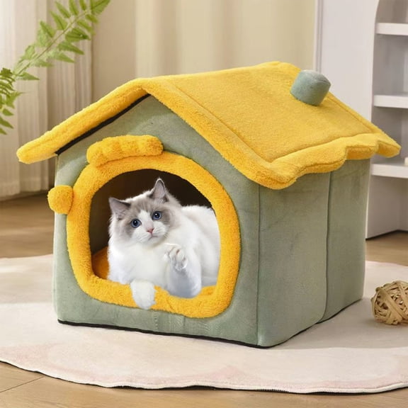 AuroraX Cute Cat Bed Cave Self Warming Washable Covered Cat Bed Soft Anti-Slip Warm Cozy Plush Small House for Indoor Cats Kittens and Small Dogs