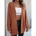 thumbnail image 4 of Womens Oversized Cardigan Sweaters Open Front Cable Knit Lantern Long Sleeve Chunky Outwear Coats Camel Color S, 4 of 10