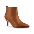 thumbnail image 1 of BLISSFUL STEP Women's Pointed Toe Side Zip Stiletto Heel Ankle Boots Brown 6, 1 of 8