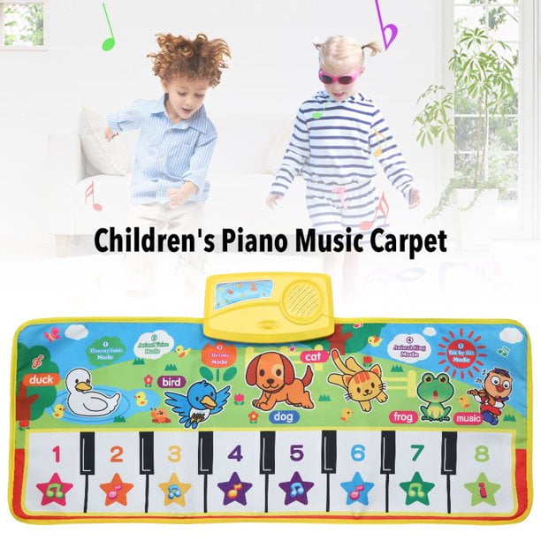 Huahuamini Musical Mat Baby Early Education Music Piano Keyboard Play Carpet Animal Blanket Touch Play Safety Learn Singing funny Toy for Kids 