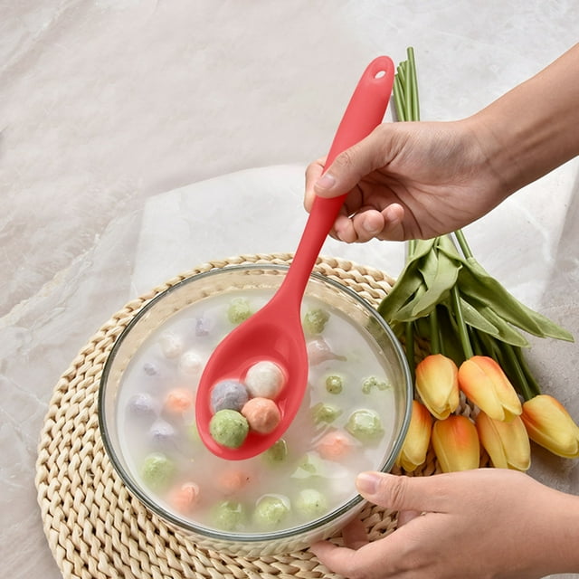 Cooking Utensils Silicone Mixing Spoons for Kitchen Baking Stirring and Serving - Nonstick and Durable Kitchen Tools