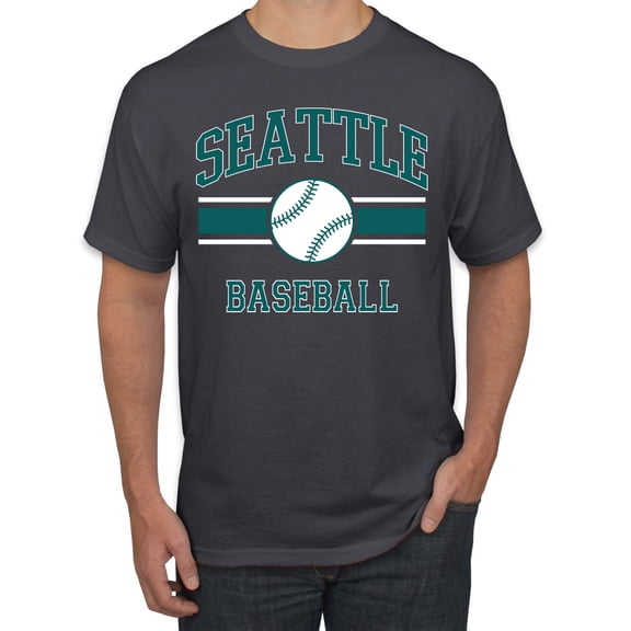 Wild Bobby City of Seattle Baseball Fantasy Fan Sports Men's T-Shirt, Charcoal, Medium