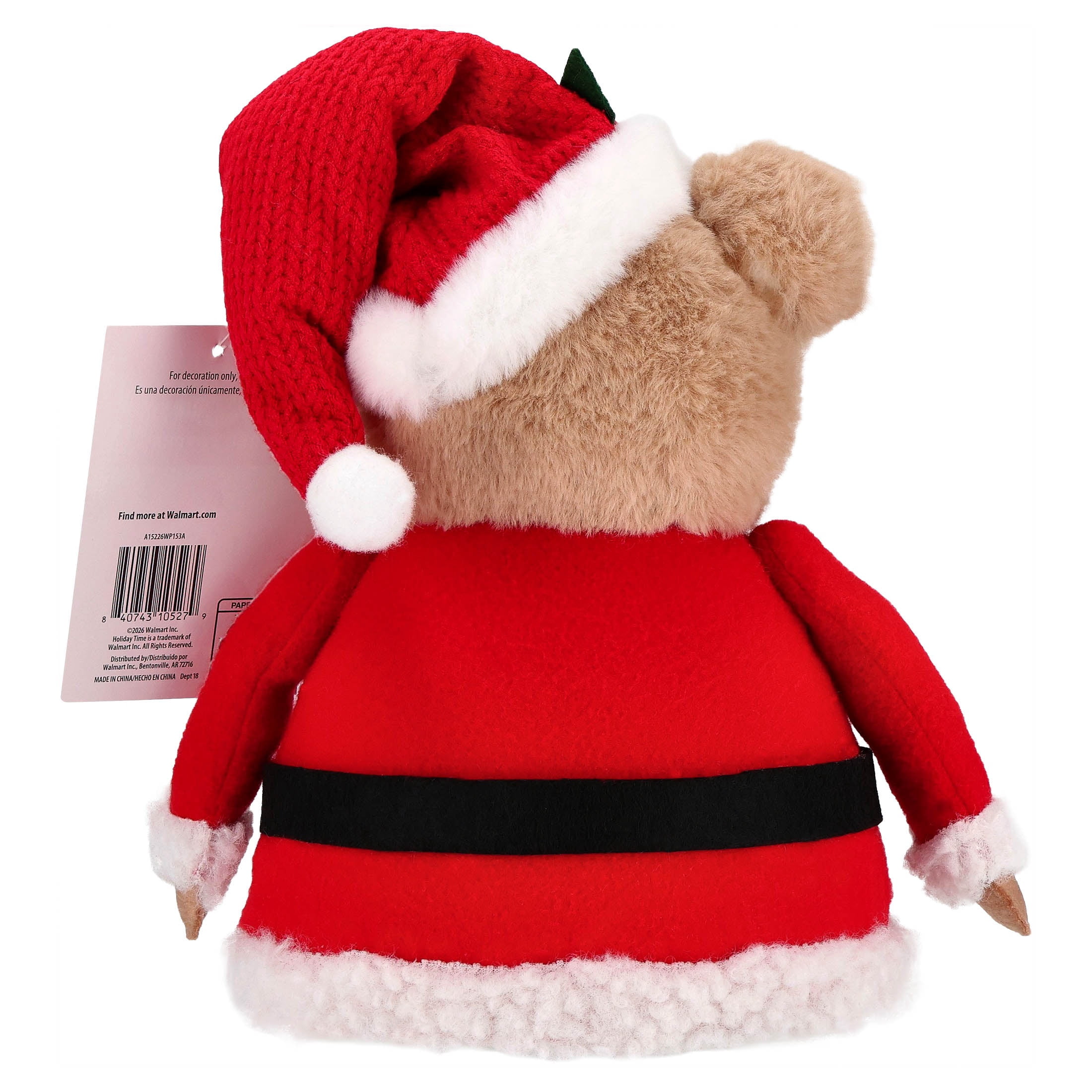 Santa Bear Christmas Tree Topper, Red and Brown, 10.5", by Holiday Time