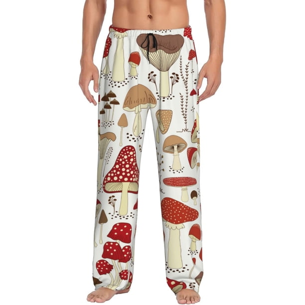 Balery Cartoon Mushrooms Pantalones de pijama para hombre, pijama ultraligero, pantalón de descanso-3X-Large