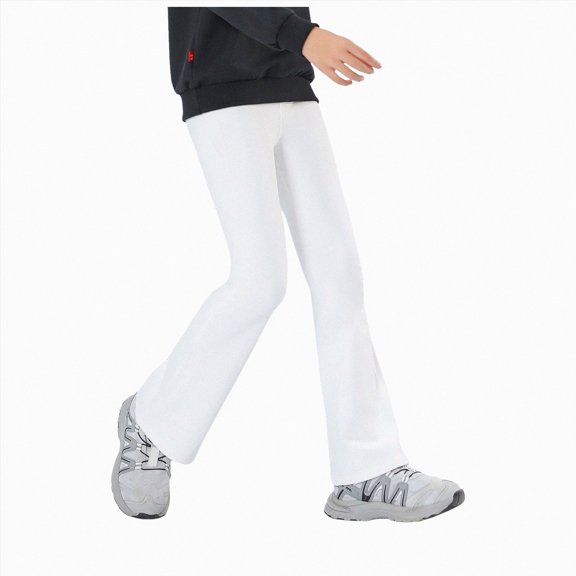 4-5 Years Juniors Girls' Casual Active Flare Leggings Kids Dance Workout Yoga Pants Comfy Legging Jogger Trousers for Fall and Winter White Casual Pants