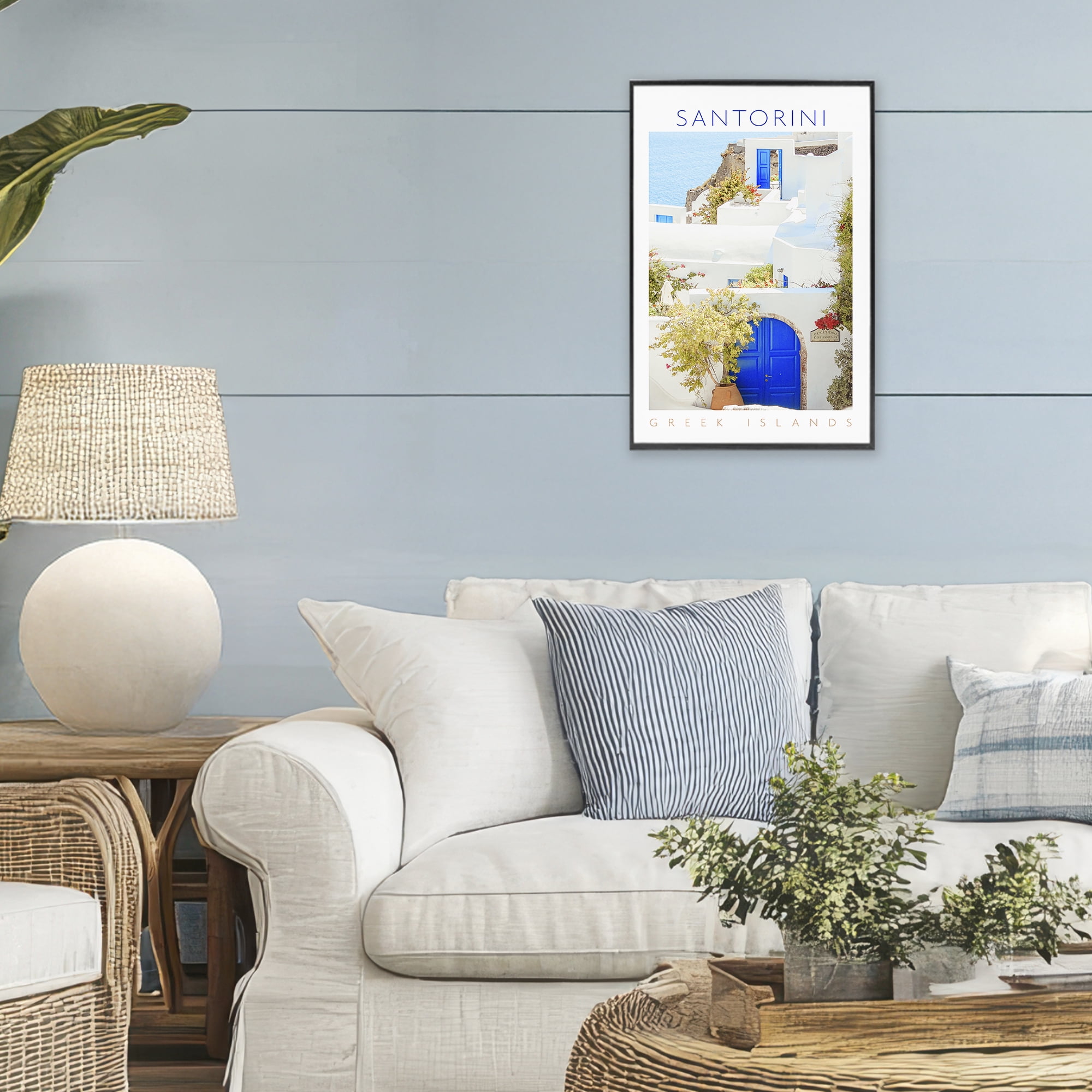 Stupell Industries Santorini Greek Islands Black Framed Giclee Art, design by Erin Marie