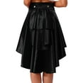 thumbnail image 2 of YiZYiF Womens Gothic Medieval Steampunk Satiny Pirate Skirt Lace-up Tiered Ruffled High Low Skirts Black 3XL, 2 of 7