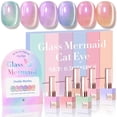 thumbnail image 1 of Set de esmaltes de uñas en gel Double Rhythm Cat Eye, 15 ml x 6 unidades, color rosa sirena, 1 of 9