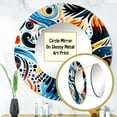 thumbnail image 3 of Designart "Tribal Imagination I" Abstract Blue Large Round Mirror - Round Bedroom Mirror Wall Decor - Modern Round Printed Mirror - 23" x 23", 3 of 6