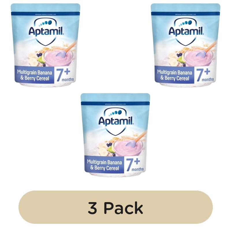 Aptamil Banana & Berry Multigrain Porridge Baby Cereal 7+ Months 200g, British Import (Pack of 3)