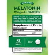 Melatonin 10 mg + L-Theanine | 72 Tablets | Maximum Strength Nighttime Sleep Aid | by Nature's Truth