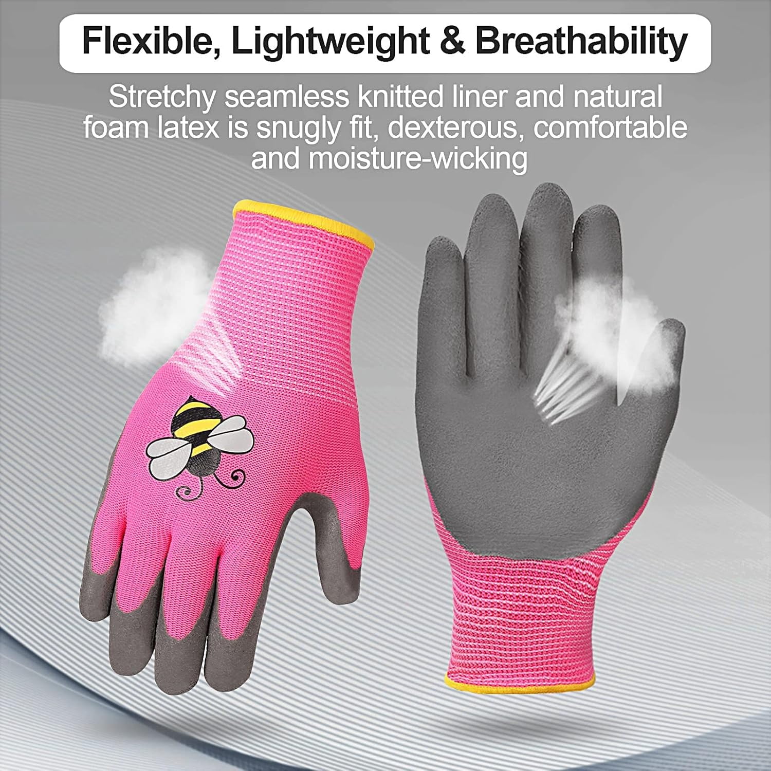 6 Pairs Kids Gardening Gloves Yard Work Gloves Children Soft Safety Rubber Coated Gloves for Toddlers Youth Girls Boys Children (Medium (Age 6-8))