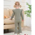thumbnail image 4 of 6 Months Baby Girls Clothes 12 Months Girls 2PCS Fall Winter Outfits Set Solid Color Infant Girls Long Sleeve Top Pants Set Green, 4 of 8