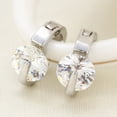 thumbnail image 3 of Pendientes de cristal de circón a la moda, Clip para la oreja, regalo de joyería en forma de gota para mujer (plata), 3 of 3