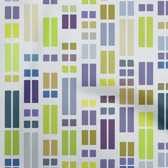 oneOone Cotton Poplin Twill Green Fabric Geometric Rectangle Quilting Supplies Print Sewing Fabric By The Yard 56 Inch Wide