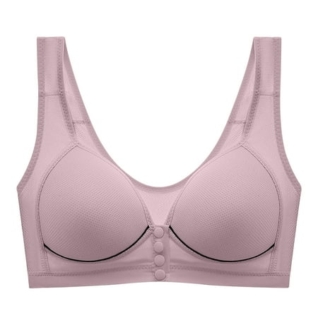 fheaev Front Button Closure For Women Snap Front Bra Full Coverage No Underwire Everyday Bra Support Gathering Bra With Adjustable Straps Wirefree Front Buckle Corset Bra