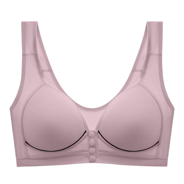 Yuyuzo Front Snap Closure Bras for Women Wide Strap V Neck Button Bras Full Coverage Comfort Bras