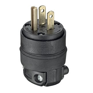 Enchufe Leviton 515PR 15A 125V NEMA 5-15P de goma de hoja recta