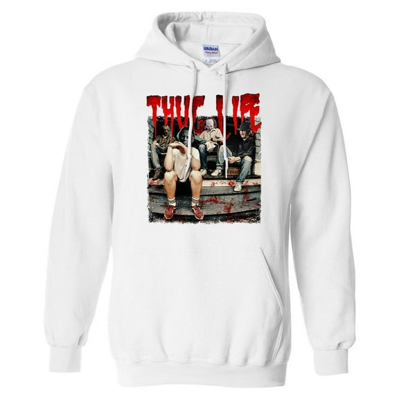 Horror Halloween Thug Life Hoodie Sweatshirt Unisex Large White