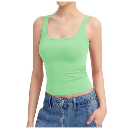 Mzoazpie Women s Square Neck Tank Camisole with Underwire Bra for Women Top Sleeveless Double Lined Cotton Tops Bulk Basic Tops Sharp Collection