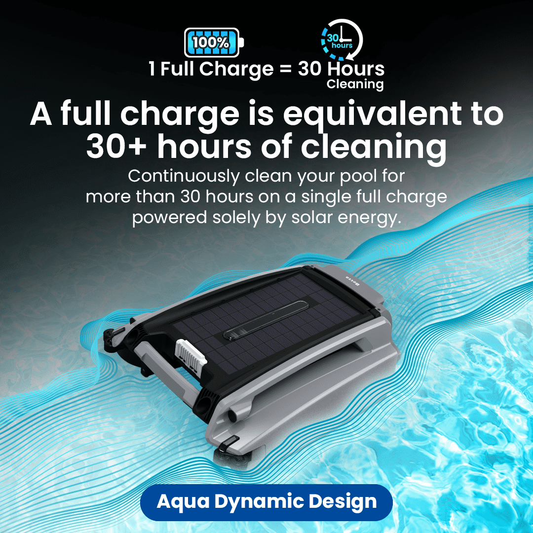 Betta Solar-Powered Robotic Pool Skimmer with Dual Charging, 30-Hour Battery Life, Shallow Water Safeguard, and Dual Salt-Chlorine Resistant Motors