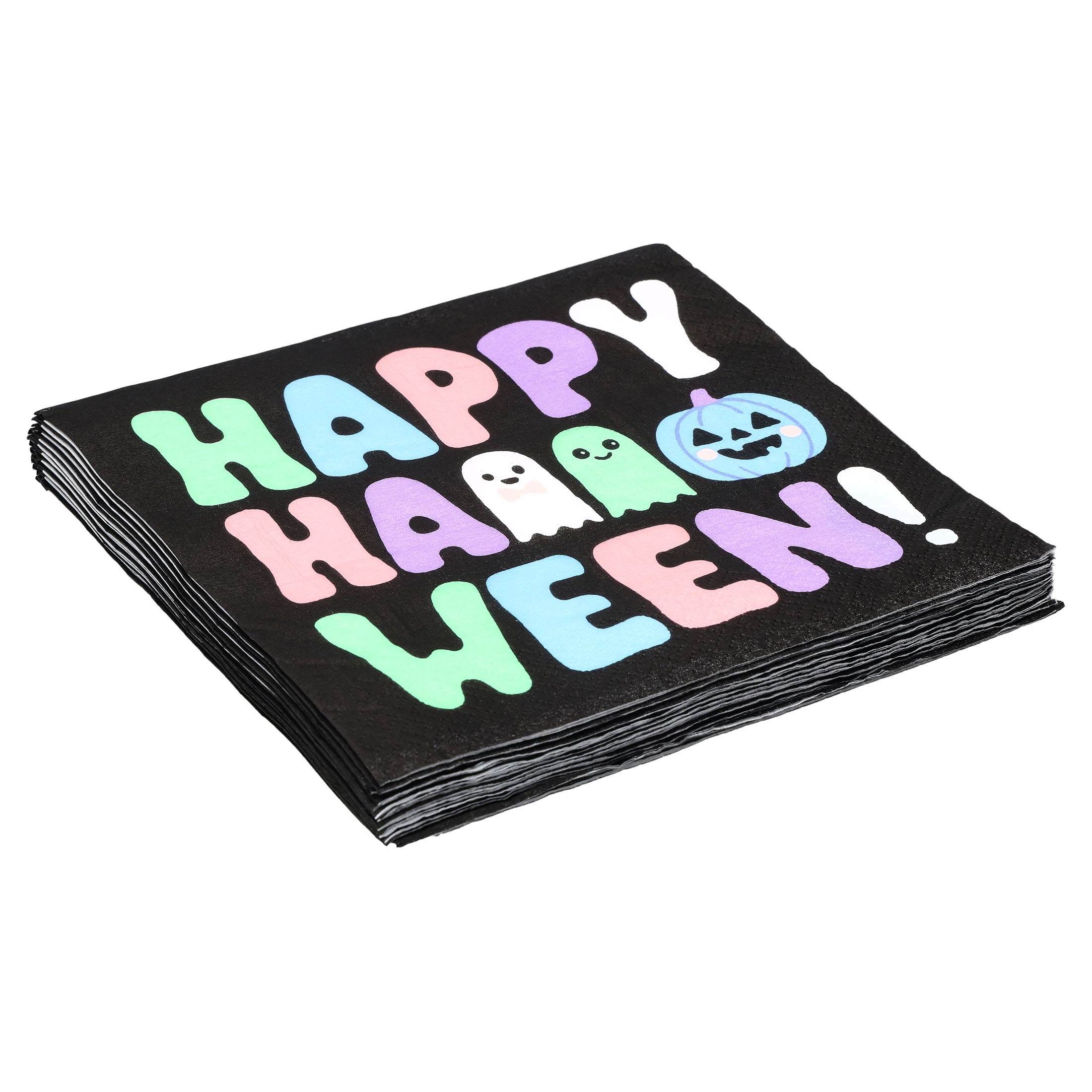 Jack-o'-Lantern Disposable Paper Napkins, Multicolor, 6.5" x 6.5", 16 Count, Halloween by Way To Celebrate