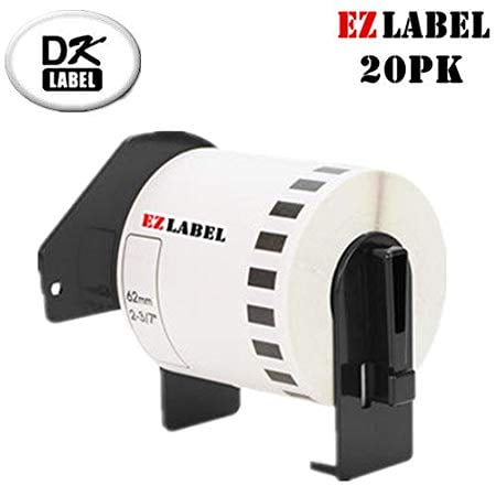 Étiquettes à Film Transparent Continu EZlabel Frère DK2113 de 20 Rouleaux de 2,4 Po x 50 Pi (62 mm x 15,2 M)