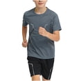 thumbnail image 2 of HAOTAGS Teen Boys Mesh Active Set (12-16), Short-Sleeve Tee + Elastic-Waist Shorts Quick-Dry Breathable Sportswear Gray 12-13 Years, 2 of 6
