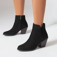 thumbnail image 2 of Zshosam Women Ankle Boots Elastic Sides Slip-On Booties Block Heel Pointed Toe(Black,41), 2 of 9