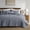 A04-Blue Grey, variant on 100% Cotton King Size Quilt Set, Navy Pre Washed Soft Lightweight Modern Bedspread, Farmhouse Country Rustic Coverlet Textured Like Linen Shabby Chic Gauze Bedding