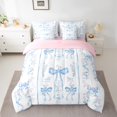 thumbnail image 2 of Homewish Cute Bow Tie 7-Piece Twin Bedding Sets,Kawaii Flower Floral Bedding Comforter Set,Blue White Sheet Sets For Girl Kids,Ultra Soft Home Decor Reversible, 2 of 8