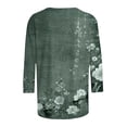 thumbnail image 4 of LYEAA Women Casual 3/4 Sleeve T-Shirt Floral Print Round Neck Loose Fit Summer Top Breathable Cotton Comfortable Daily Wear Blouse for Outdoor Activities Green M, 4 of 5