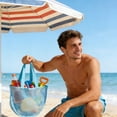thumbnail image 6 of VVQ Beach Storage Net Bag, Seashell Storage Bag Handheld Beach Bag, Travel Tote for Beach Seaside Trips, Blue, 6 of 6