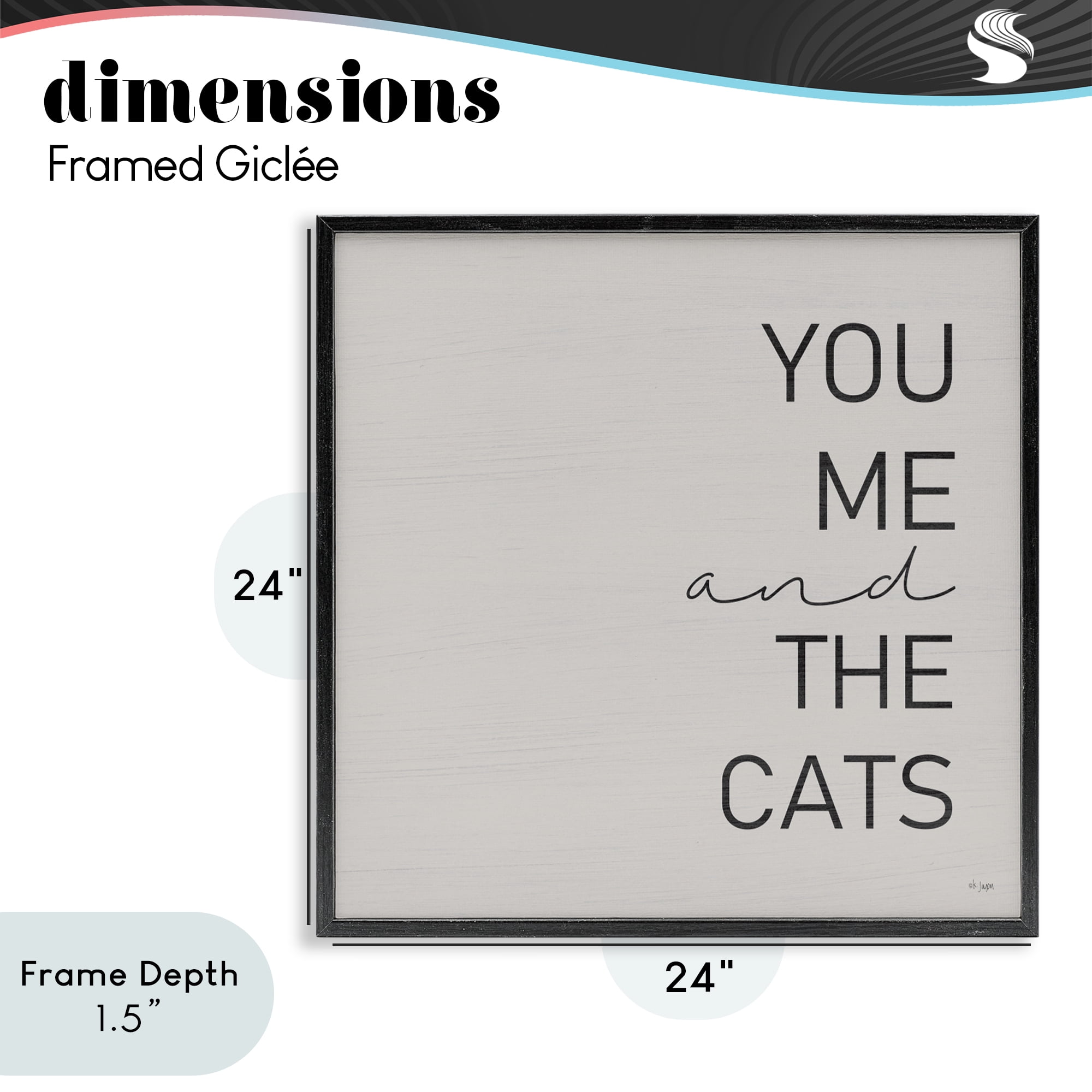 Stupell Industries Minimal You Me & Cats Black Framed Giclee Art, design by Jaxn Blvd.