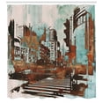 thumbnail image 3 of Ambesonne Grunge Shower Curtain, Urban Abstract Cityscape, 69"Wx75"L, Seafoam Brown White, 3 of 3
