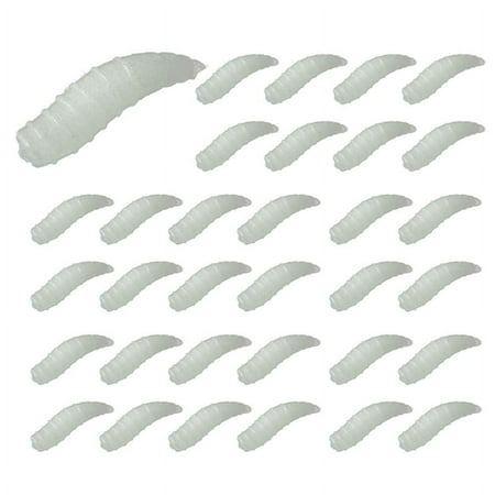 100Pcs 1.6Cm Bait Fishing Maggot Grub Soft Baits Worms Noctilucent Luminous Night Glow