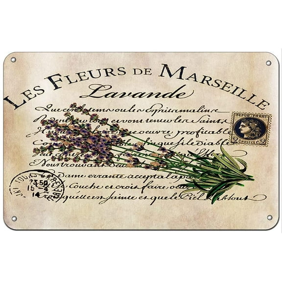 Vintage Tin Sign Vintage French Lavender bee Shabby Chic Kitchen Decor Summer Decor Funny Wall Decor Plaque Tin Sign 12x8 INCH Sign Gift