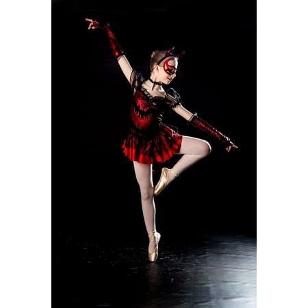 Canvas Print Black Background Devil Ballet Girl Dance Costume Stretched Canvas 10 x