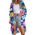 thumbnail image 2 of Xdegoge Kimono Cardigans for Women Open Front Half Sleeve Boho Tropical Print Cover Up Sheer Chiffon Duster Lightweight Summer Casual Daily Outerwear, 2 of 9