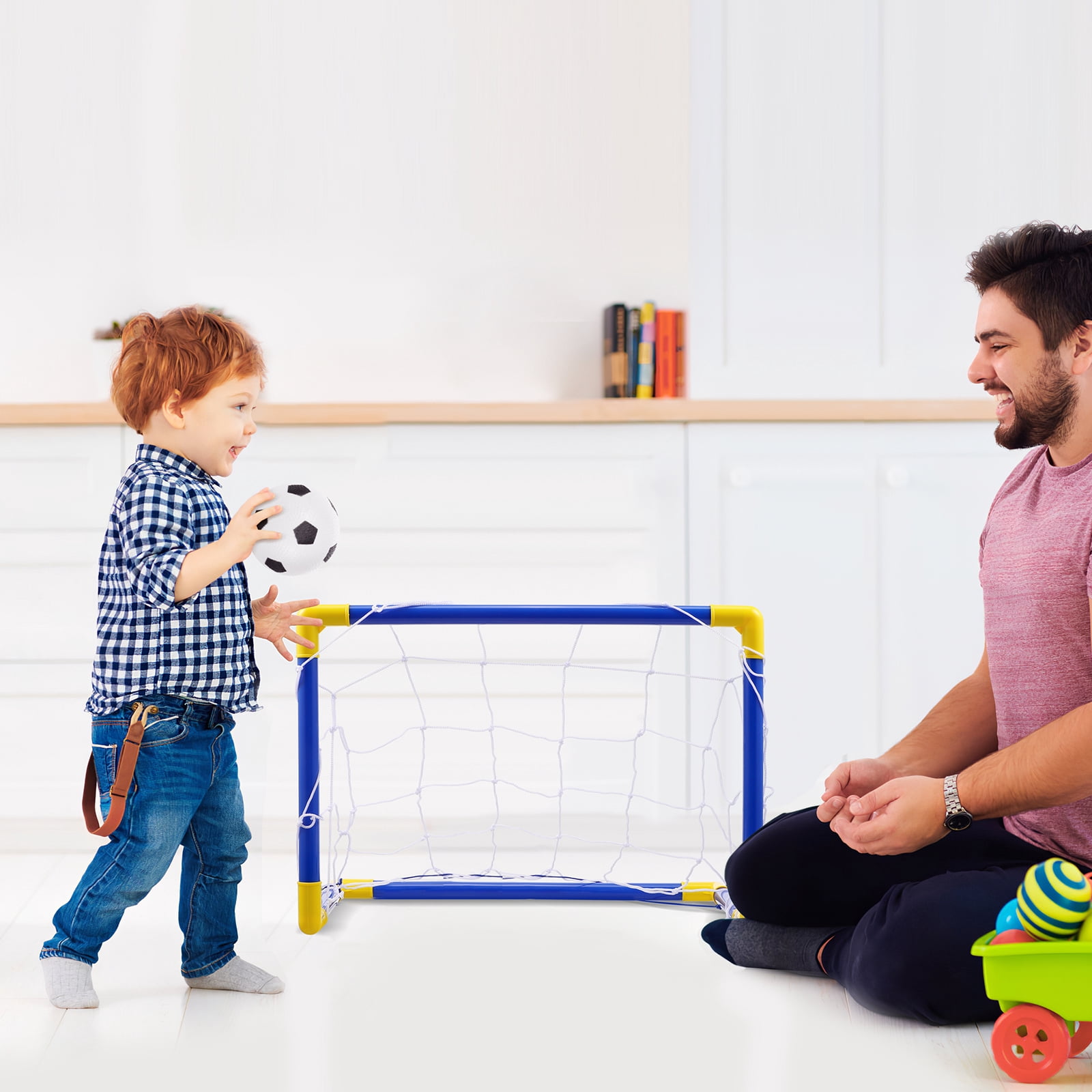 Portable Mini Soccer Goal Set with Ball & Pump, 17.6x12.5x9.9 in
