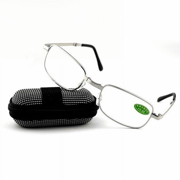 Grado de cristal Estándar Tableta de resina de alta definición Bolsa con cremallera portátil Espejo plegable para presbicia con doble luz Caja de cuero de calidad Espejo plegable