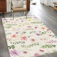 thumbnail image 2 of 3'x5' Rug for Living Room Bedroom, Pink Spring Floral Washable Area Rugs Non-Slip Carpet Mats, Flowers Elegant Pastoral Botanical Indoor Low Pile Area Rug Runner for Kitchen, Mudroom, 2 of 8