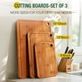 thumbnail image 3 of Bamboo Cutting Boards for Kitchen Set of 3, Wooden Cutting Board Non Toxic with Side Handle, Wood Chopping Board with Deep Juice Groove, Knife-Friendly, Kitchen Gift (Dark Color), 3 of 3