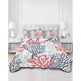 thumbnail image 2 of Quilts Twin-XL Size Bedding Set, Red Navy Blue Coral Coastal Lightweight Quilted Comforter, Summer Beach Seaside Nautical Soft Bedspread Coverlet with Pillow Covers for All Season, 68" x 98", 2 of 7