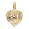 thumbnail image 3 of 14K Two-Tone Gold Charm Pendant Themed 19 mm 12 Polished Flower In Fancy Border Heart, 3 of 4