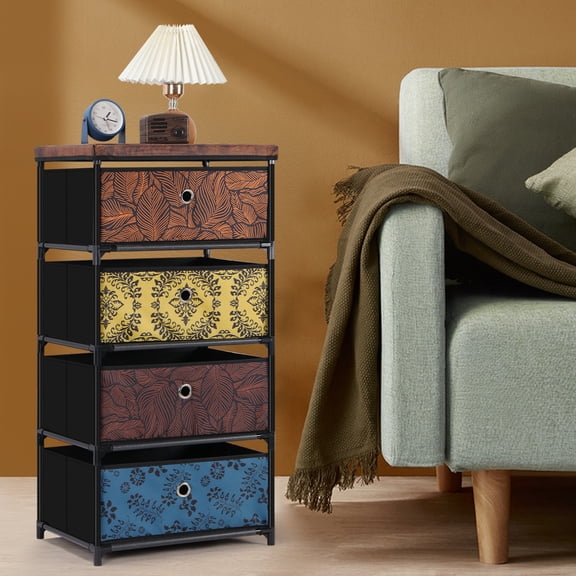 4-Drawer Fabric Dresser, Closet Storage Organizer with Wheels, Easy Assembly Chest of Drawers for Bedroom, Dorm, Living Room - Multicolor
