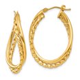 thumbnail image 1 of 14K Yellow Gold 14ky Textured and Polished Twist Hoop Earrings, 1 of 3