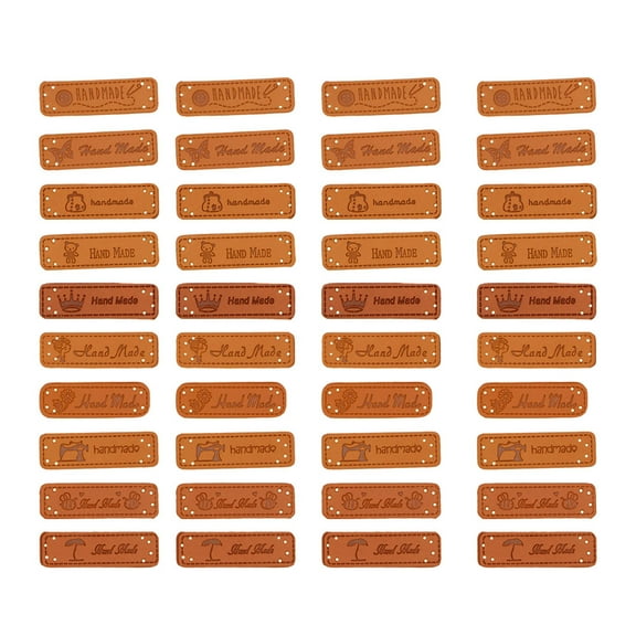 SHOWERORO Diy Clothing Signage Assorted Color Rectangle Pu Leather Sew On Labels For Handmade Items 20Pcs