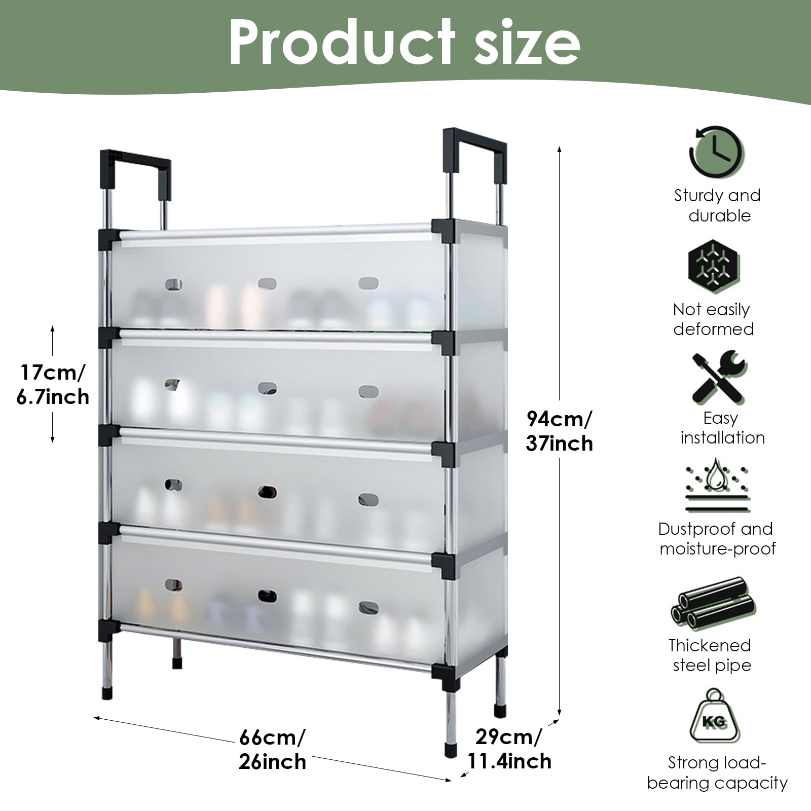 SINGOMON Shoe Rack, 5-Tier Shoe Cabinet With Lid, Large Capacity, Can Store 20 Pairs Of Shoes, Adjustable Height.